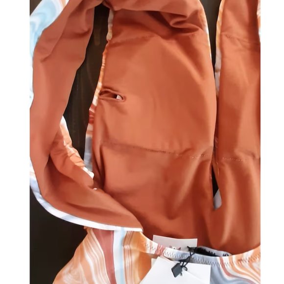 ZARA Women's SWIMSUIT One-Piece Marble V-Neck SMALL Tie Swimwear Summer Beachwea - Picture 3 of 5